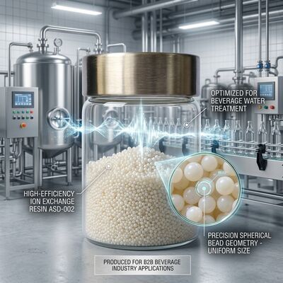 ASD-002 Anionenaustauscherharz 99,8% Reinheit Stark basische Kügelchen für die Lebensmittelindustrie Prozesswasser Nitratentfernung